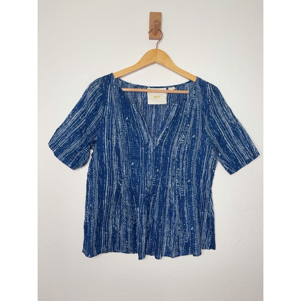Anthropologie Maeve Orchid Island Top Blouse Blue Size 10 Boho Whimsy Casual